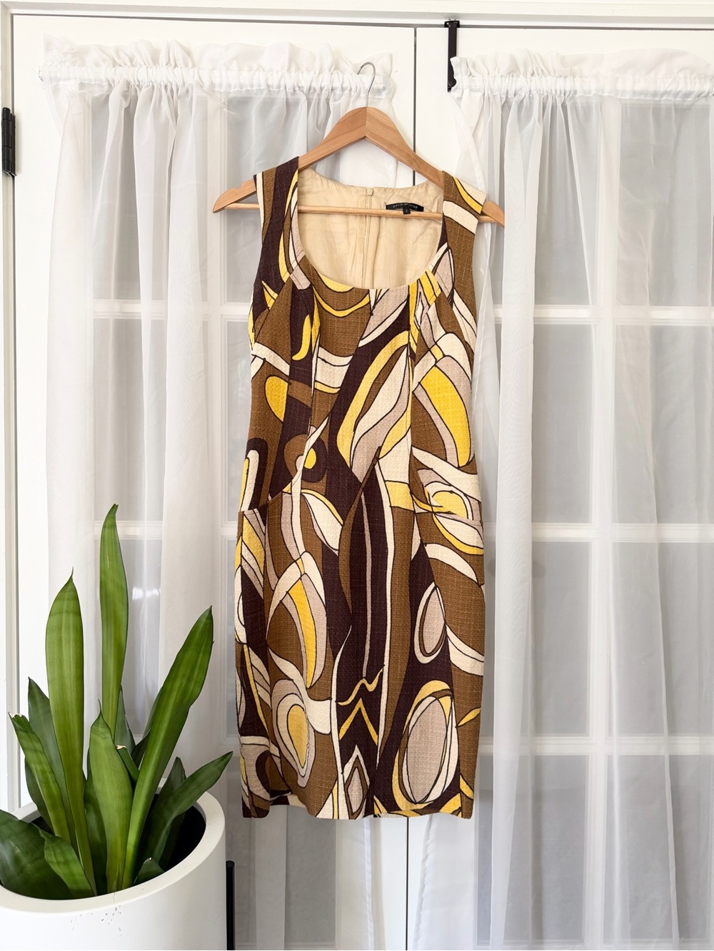 David Meister Vintage Retro 60’s Geo Print Sheath Dress Womens Size 2